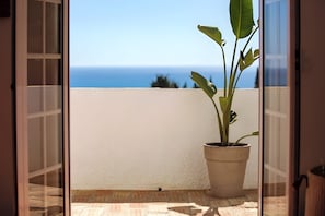 A potted plant on a balcony with a clear view of the sea. - Sunny house with an exceptional holiday feel (Luz)