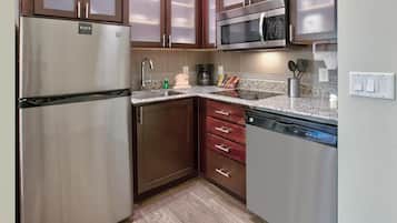 Kitchen with stainless steel appliances and counter space for cooking in