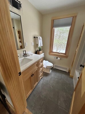 Bathroom - Modern Edson Hill Guesthouse King Bed, Ponds & Tesla Charger Pet Friendly (Stowe)