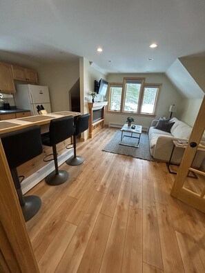 Living area - Modern Edson Hill Guesthouse King Bed, Ponds & Tesla Charger Pet Friendly (Stowe)
