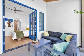 Comfy sectional on private patio. - Fabulous King 1BR/1BA Legacy Villa near Pool (A) (La Quinta)