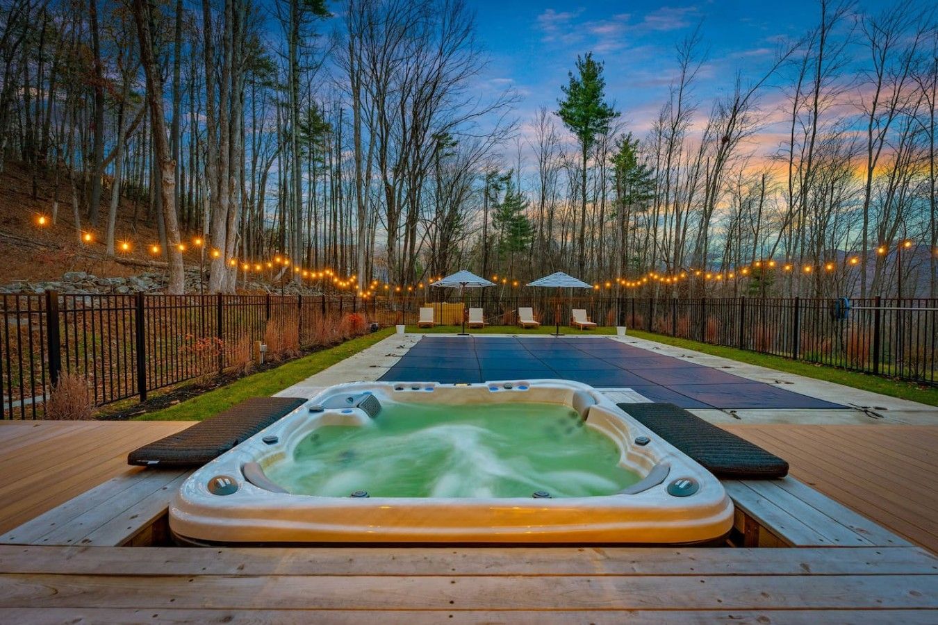 Cool off in the pool and warm up in the hot tub.