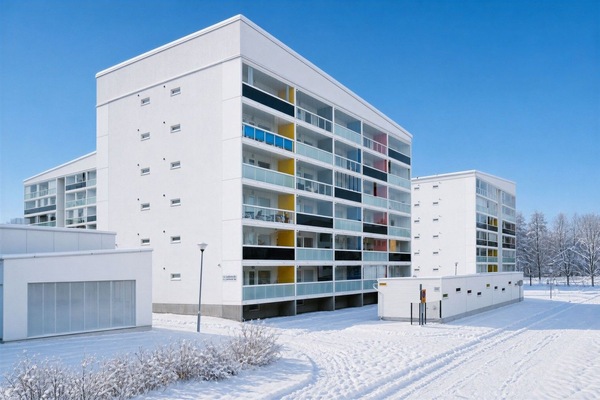 Apartment building in winter