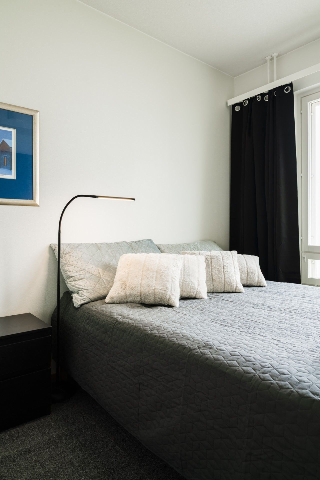 Double bed with reading lamp
