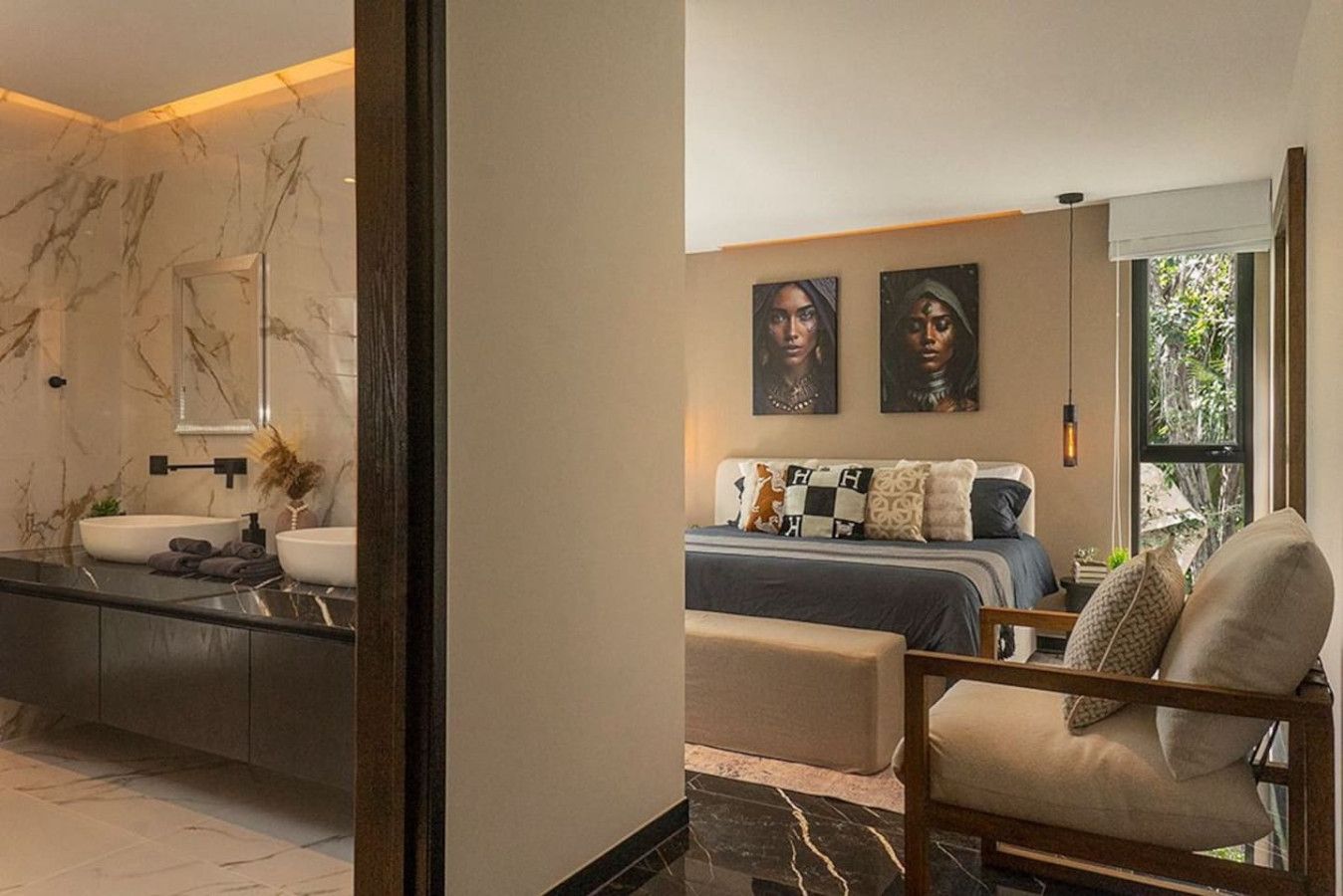 Soft lighting and serene atmosphere for better sleep.