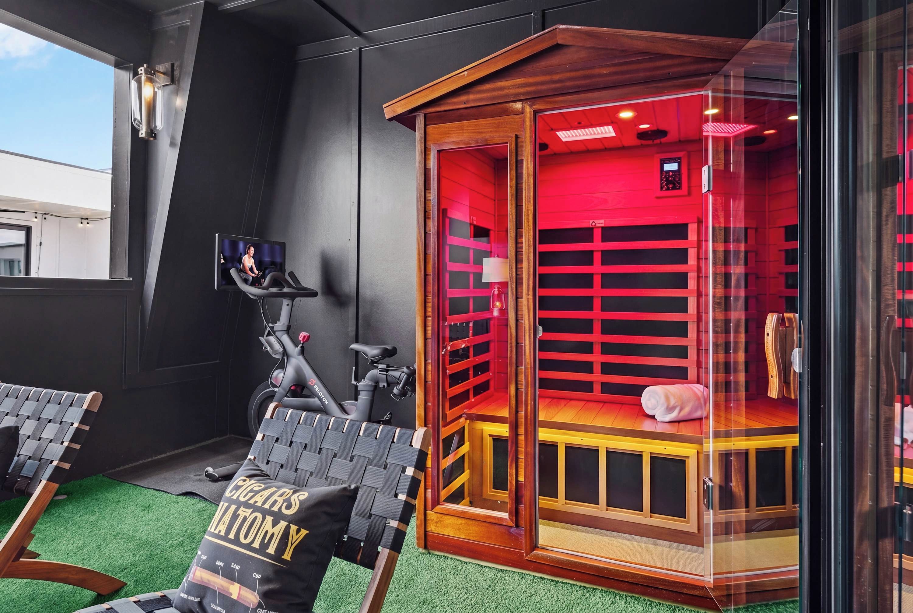 Unit 2 Rooftop Deck: Infrared Sauna + Peloton Bike