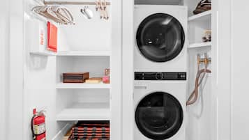 An in-apartment washer and dryer make longer visits easier.