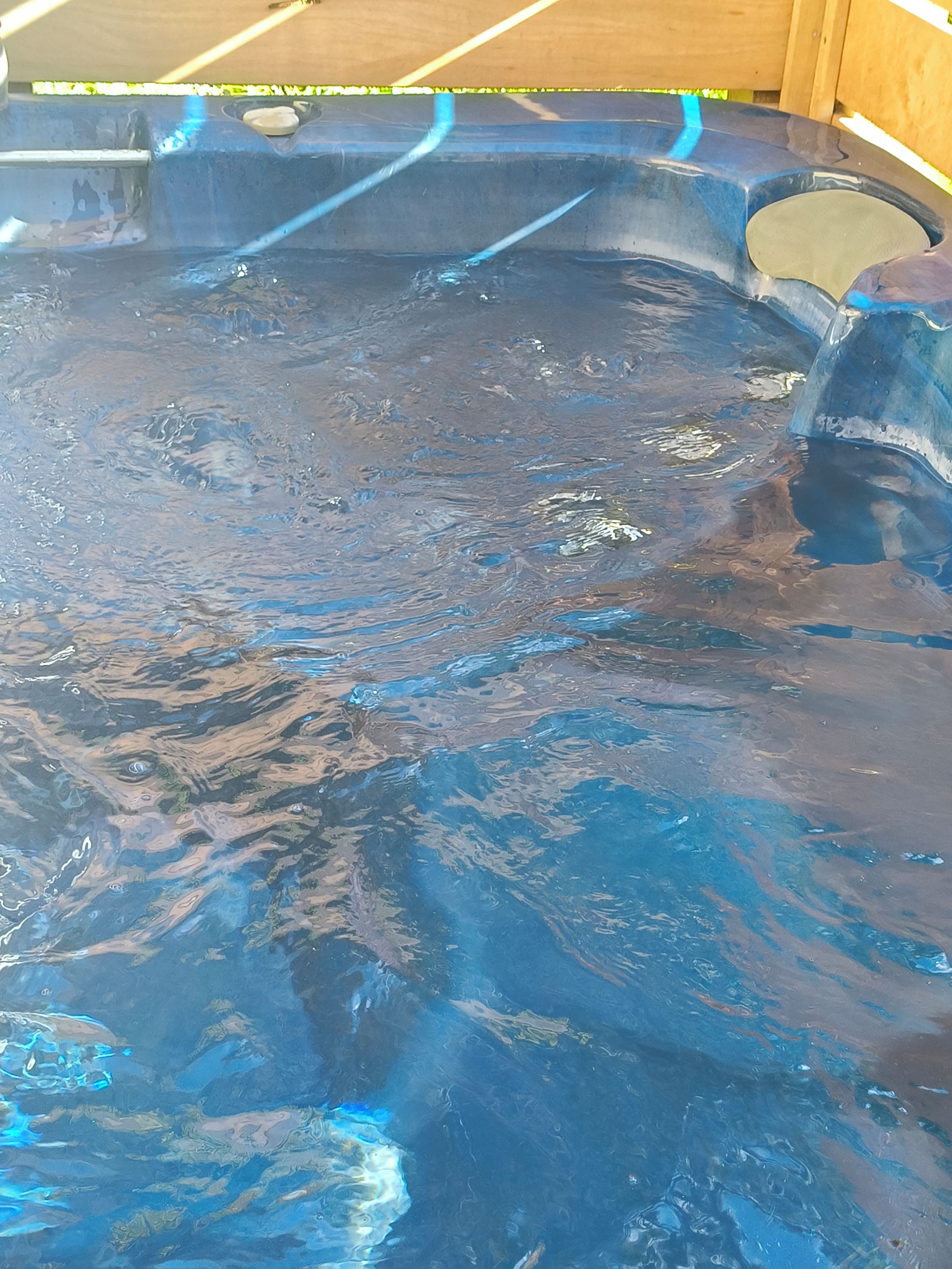 En swimmingpool med klart vand og tydelige kanter.