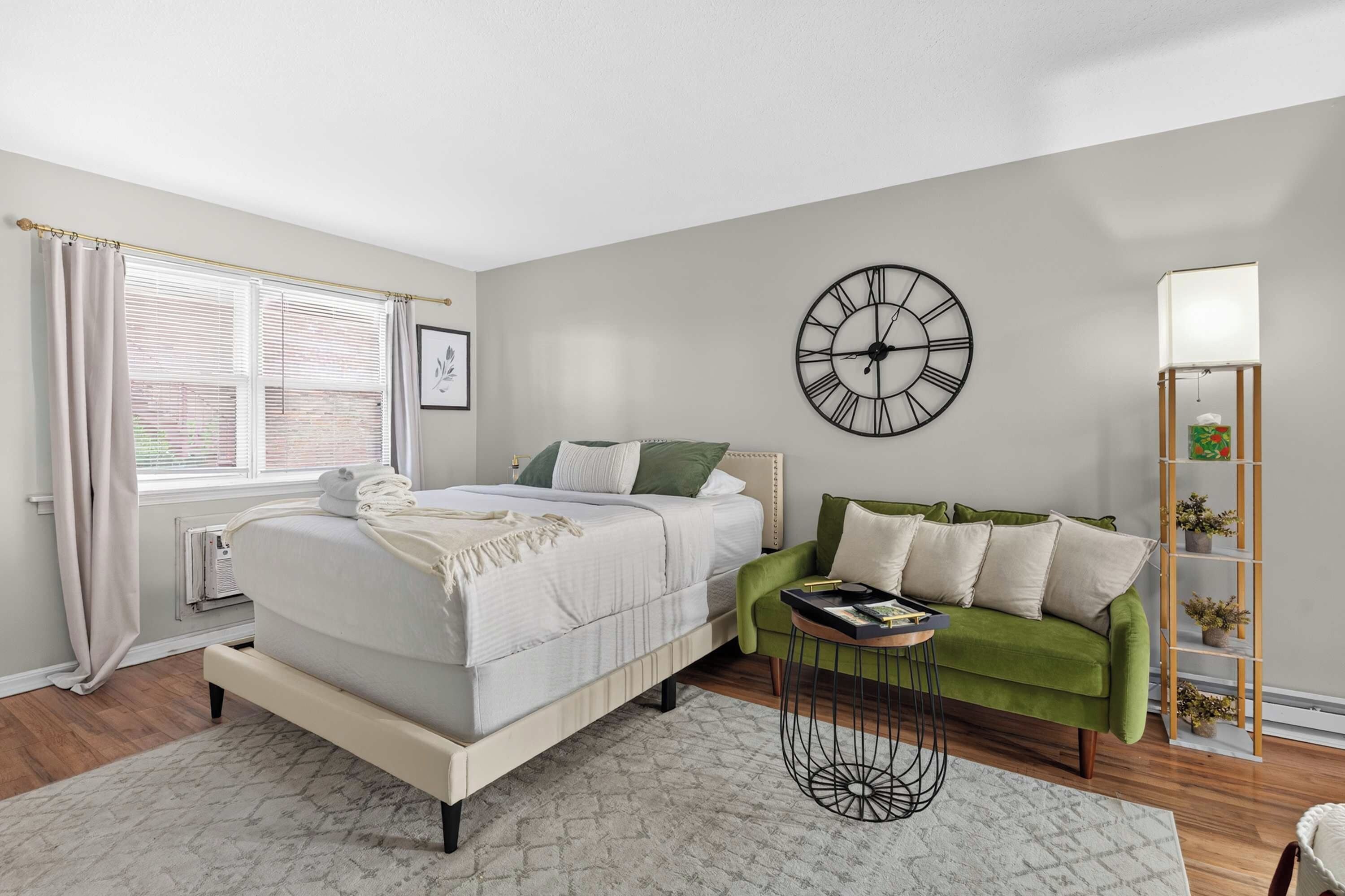 Bedroom 1: Settle into this charming bedroom featuring a comfortable sleeping space and TV. Perfect for lazy mornings, peaceful evenings, and unwinding after a full day of adventures.