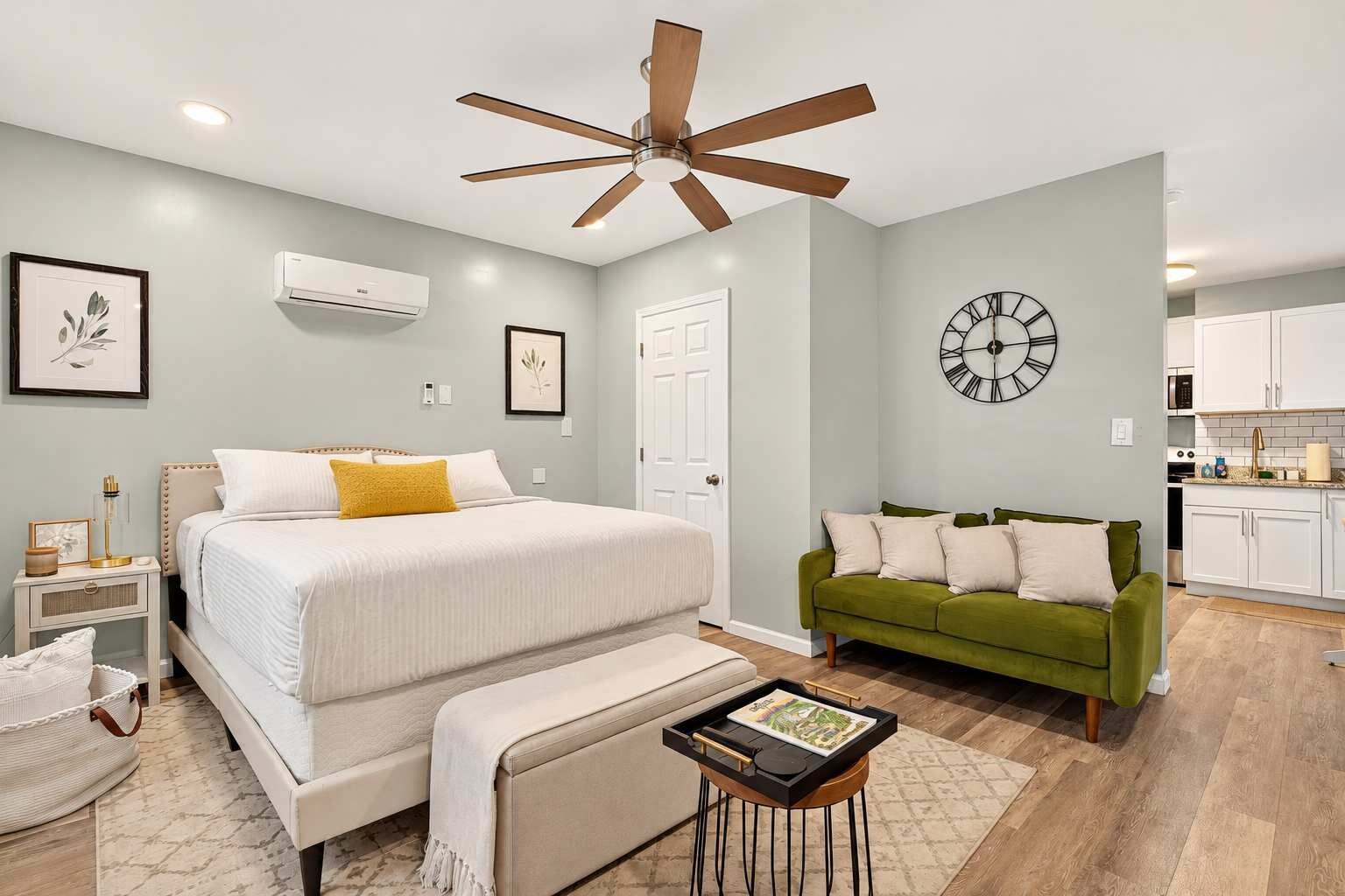 Bedroom 1: Feel right at home in this cozy bedroom with a comfortable bed and TV for entertainment. Enjoy a relaxing atmosphere that's perfect for unwinding and getting a good night's rest.