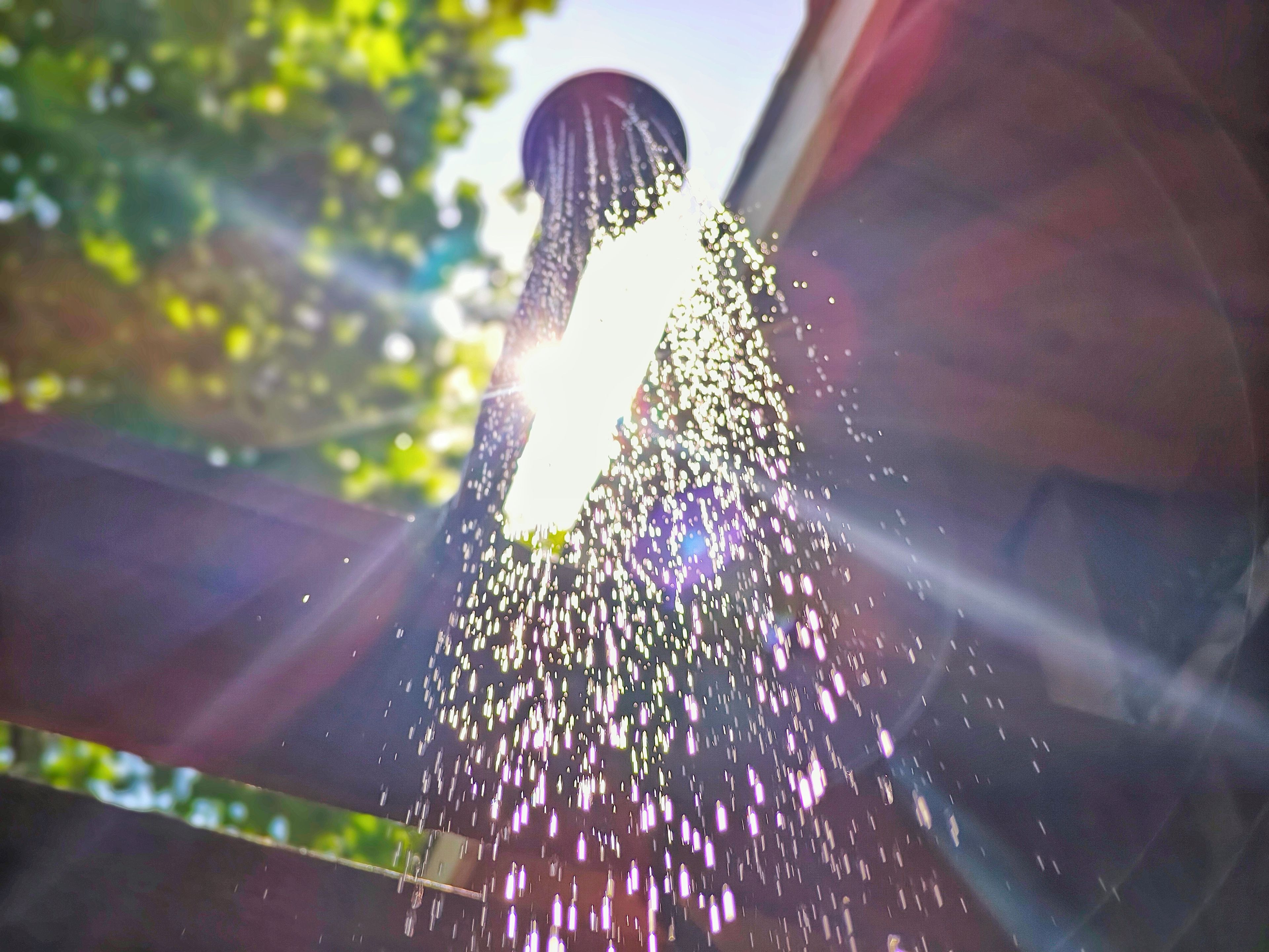 A close-up of a water feature with a jet stream.