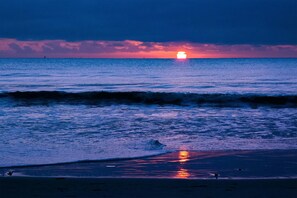 A beach scene with waves and a sunset. - New Listing (Royan)