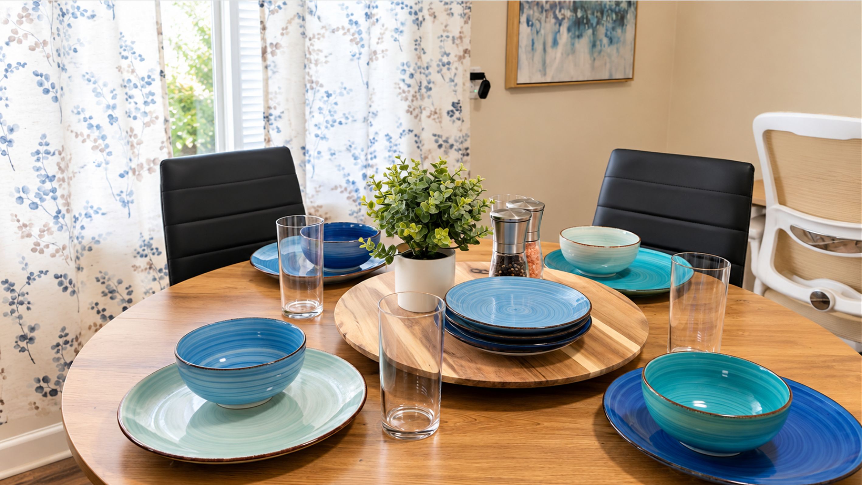 Gather for meals, morning coffee or conversation around the table.