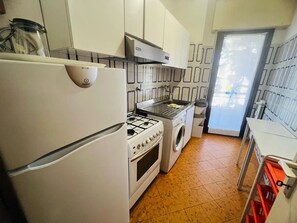 A compact kitchen with a gas stove, oven, and a built-in washing machine. - New Listing (Sanremo)