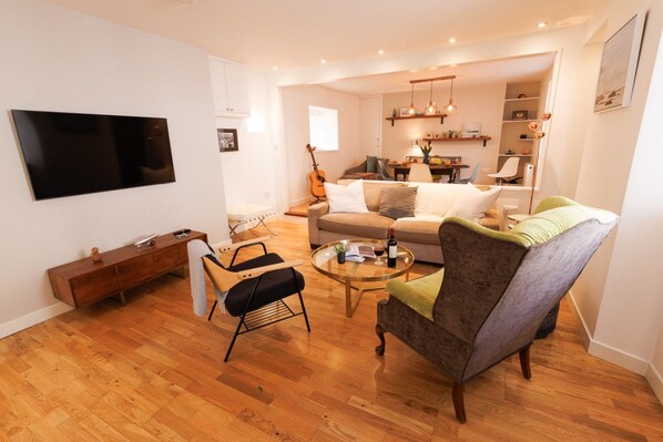 Open-plan living and dining space