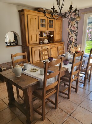 Dining - Bed and Breakfast 'Chambre Tendresse' with Shared Terrace and Shared Garden (Chaumot)