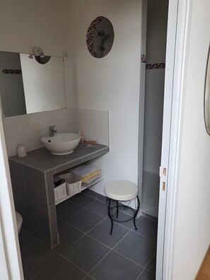 Bathroom - Bed and Breakfast 'Chambre Oiseaux' with Shared Terrace and Shared Garden (Chaumot)