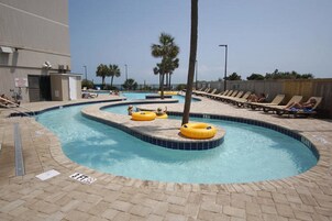 Indoor pool, outdoor pool, sun loungers