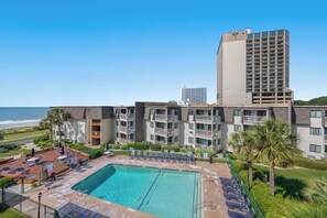Deluxe Condo, 2 Bedrooms, Balcony, Partial Ocean View (313B) | Balcony view - Ocean Forest Villas by Elliott Beach Rentals (Myrtle Beach)