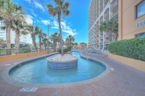 Indoor pool, outdoor pool, sun loungers