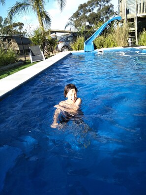 Outdoor pool, sun loungers