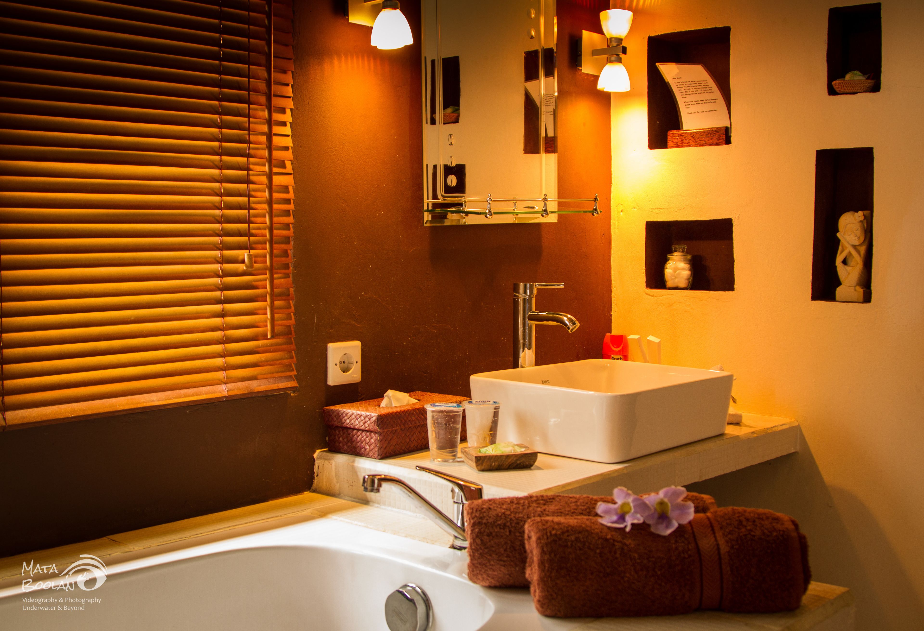 separate bathtub and shower, free toiletries, towels