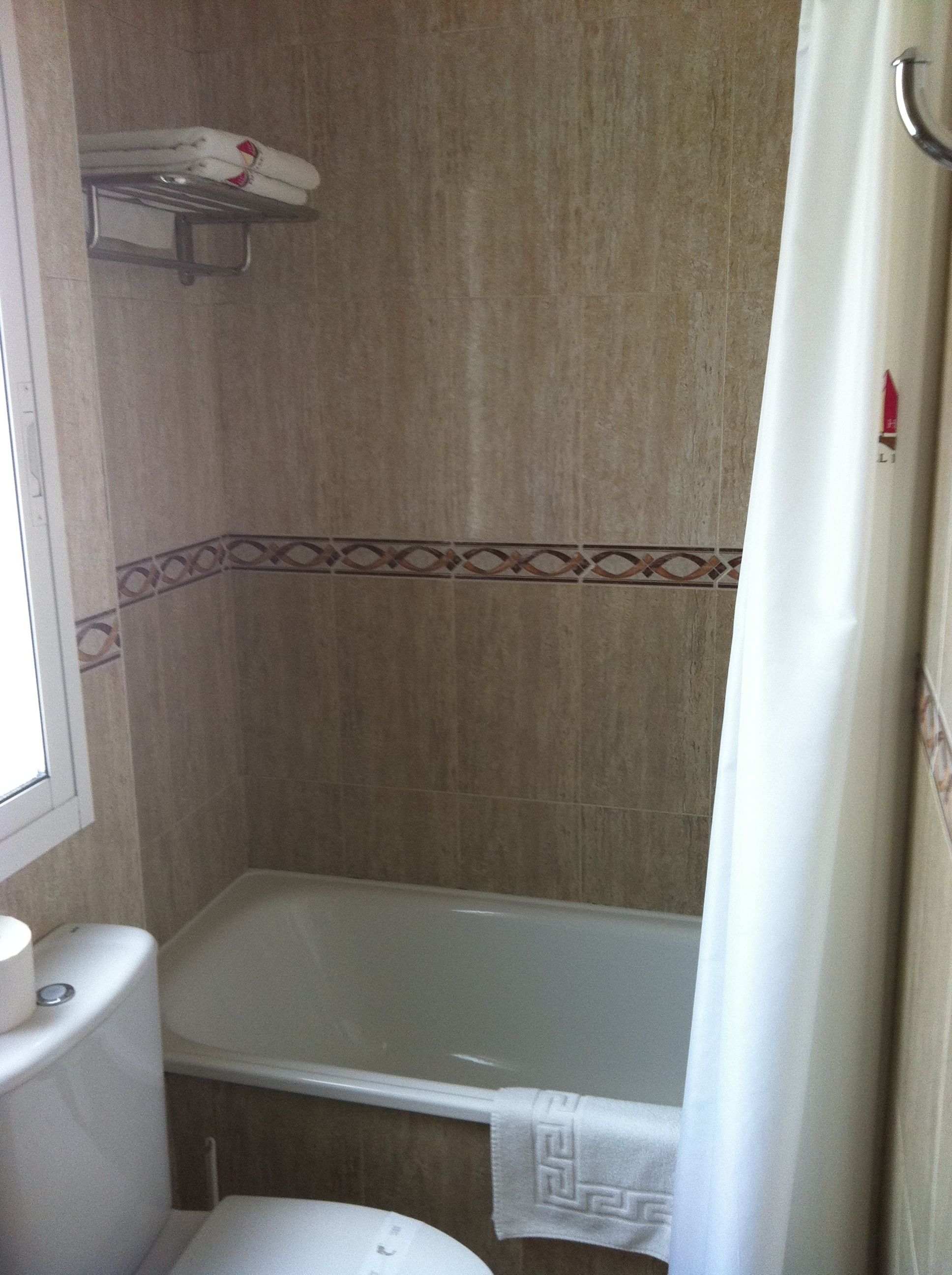 combined shower/bathtub, free toiletries, hair dryer