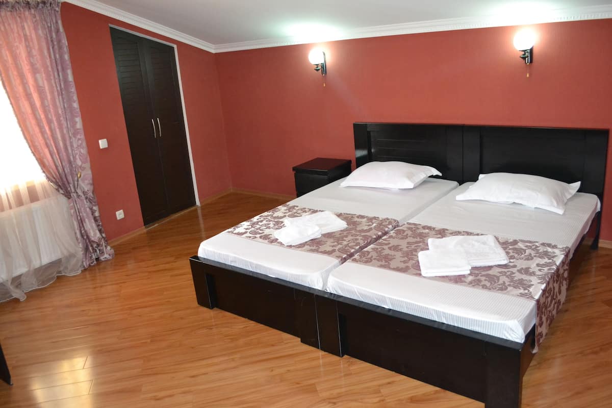 Phòng 3 tiện nghi đơn giản, nhiều giường, quang cảnh đồi núi (1 double bed and sofa bed) | Bộ đồ giường cao cấp, bàn, phòng cách âm