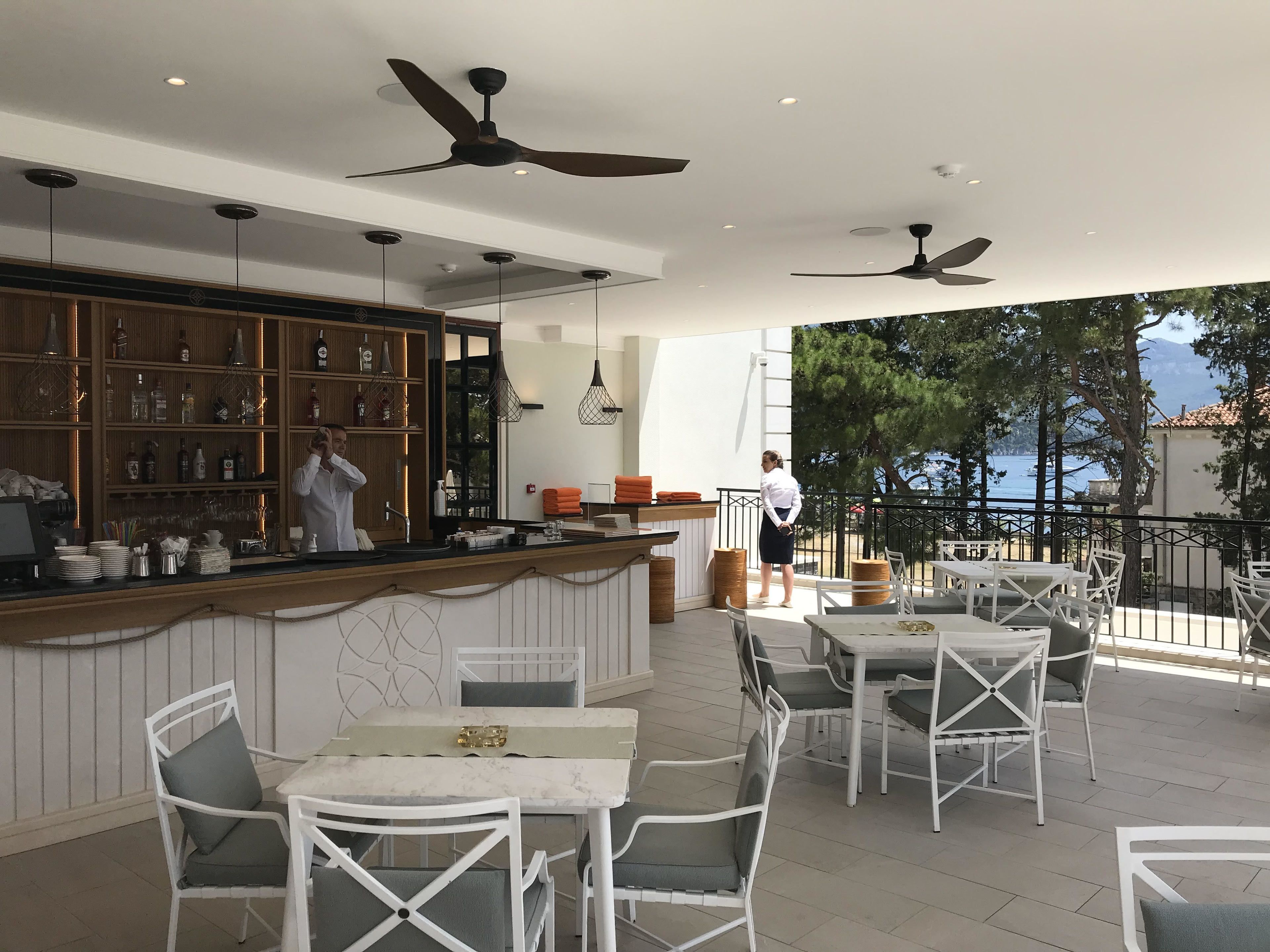 seasonal outdoor pool, pool umbrellas, pool loungers