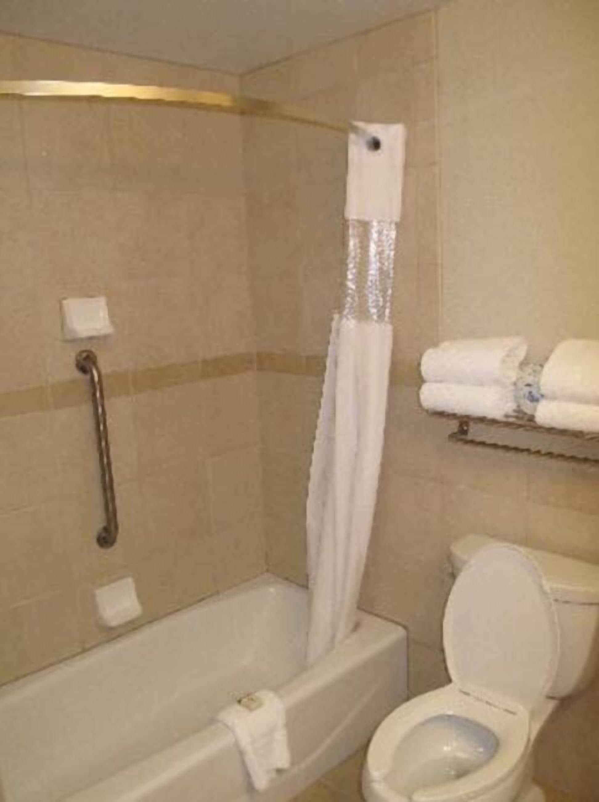 combined shower/bathtub, towels