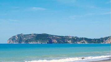 On the beach, white sand