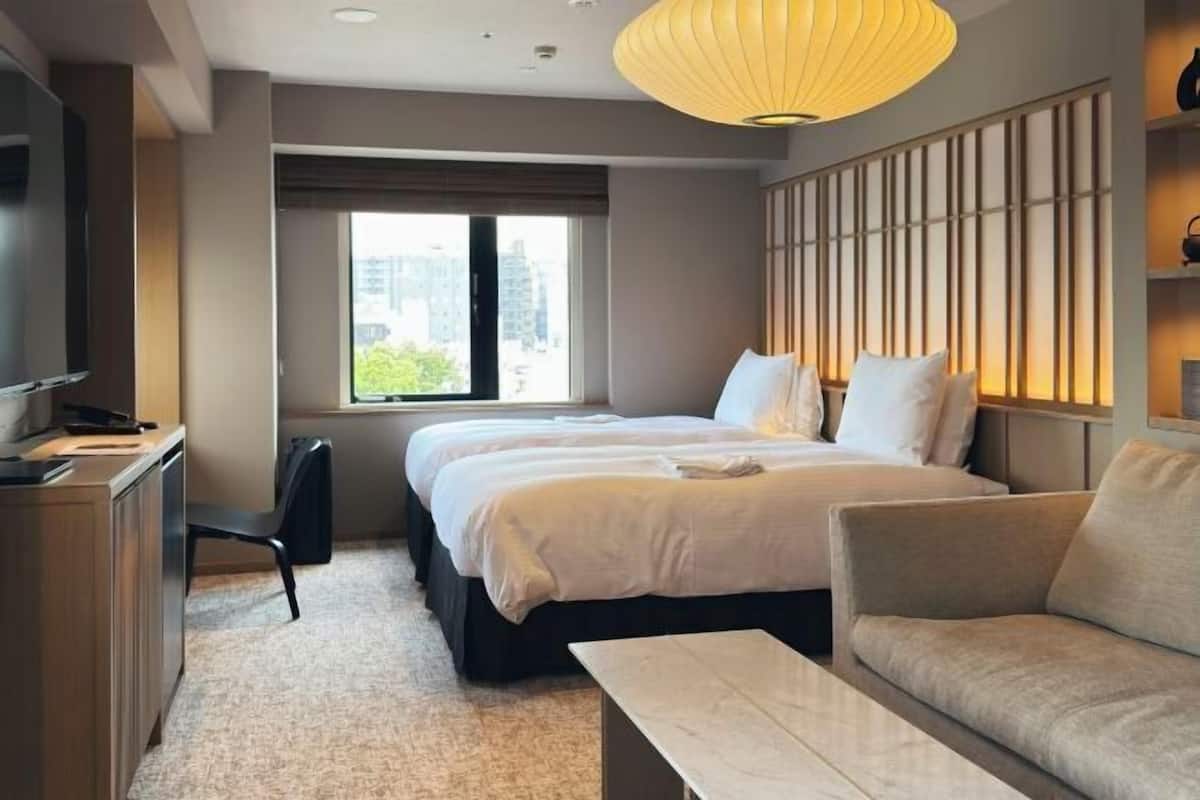 1 bedroom, desk, blackout drapes, iron/ironing board