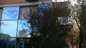 A multi-story building with balconies, windows, and a clear sky. - Residenza Novalba (Riccione)