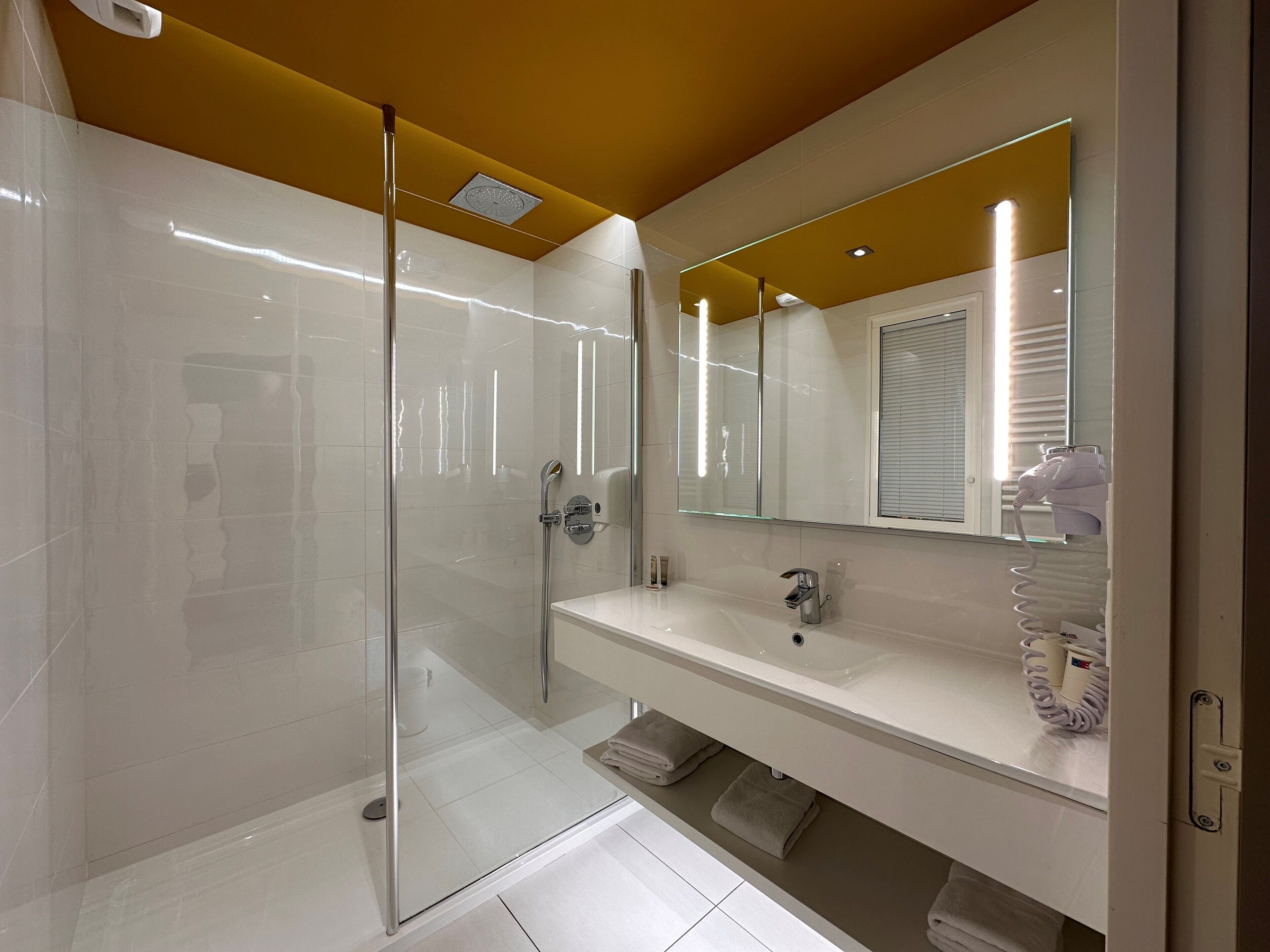 free toiletries, hair dryer, towels