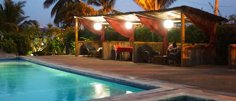 2 outdoor pools, open 9:00 AM to 4:00 PM, pool loungers
