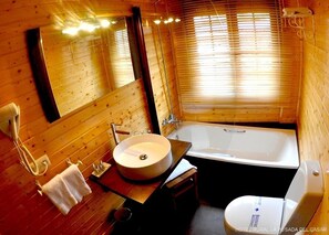 Free toiletries, hair dryer, bathrobes, bidet