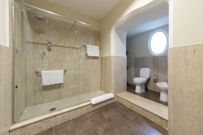 Superior Double Room | Bathroom | Shower, free toiletries, hair dryer, bidet - Affittacamere "B&B Il Ventre di Napoli" (Naples)