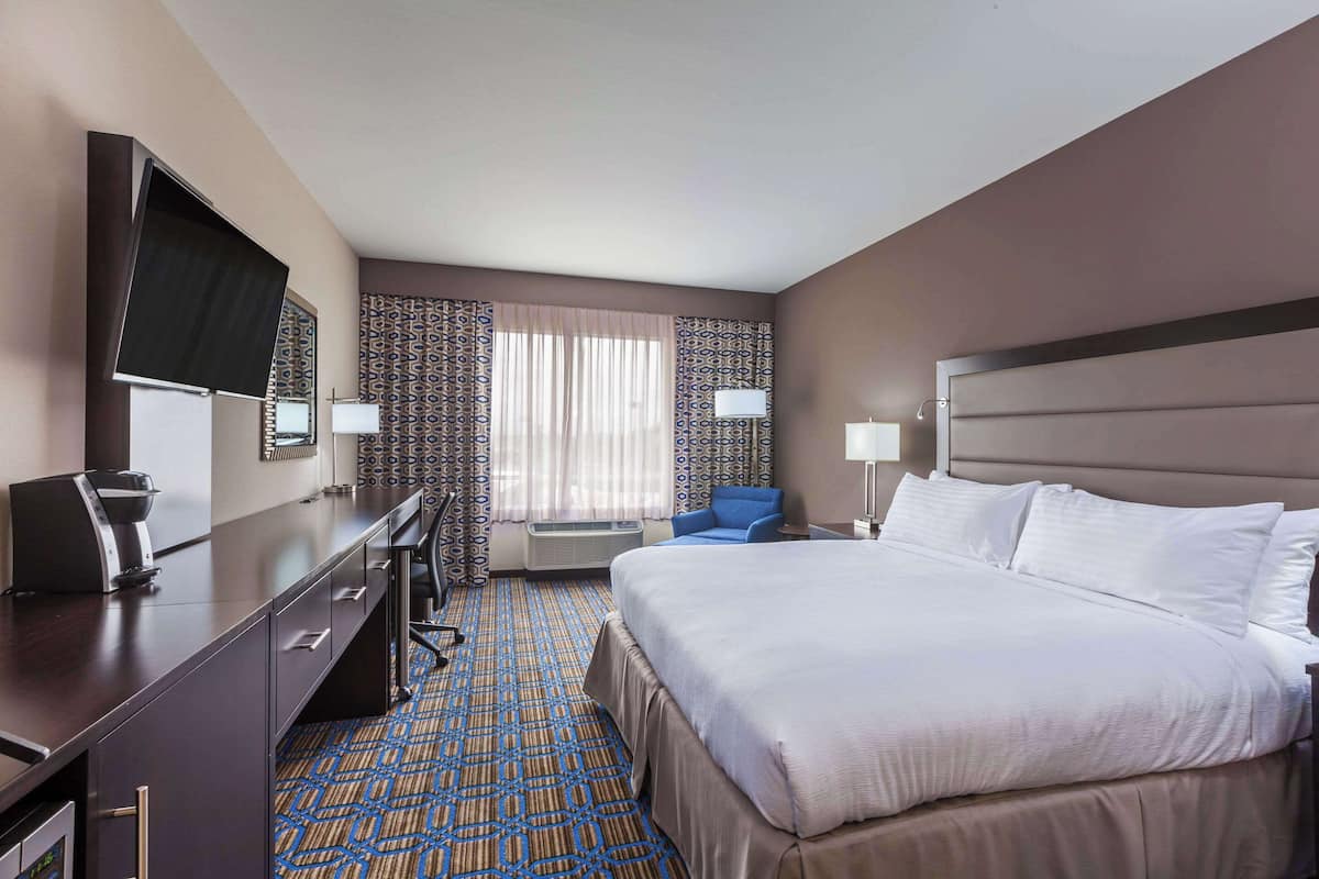 In-room safe, desk, laptop workspace, blackout curtains
