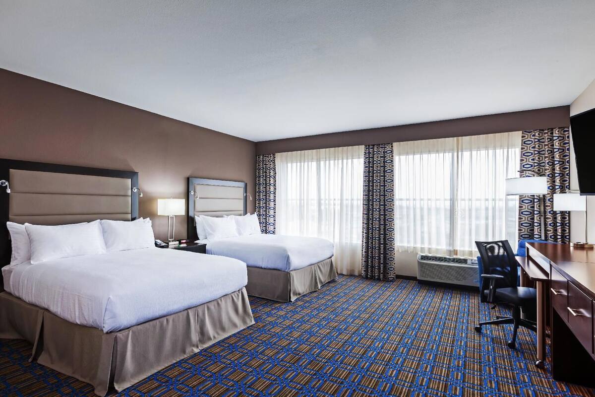 In-room safe, desk, laptop workspace, blackout drapes