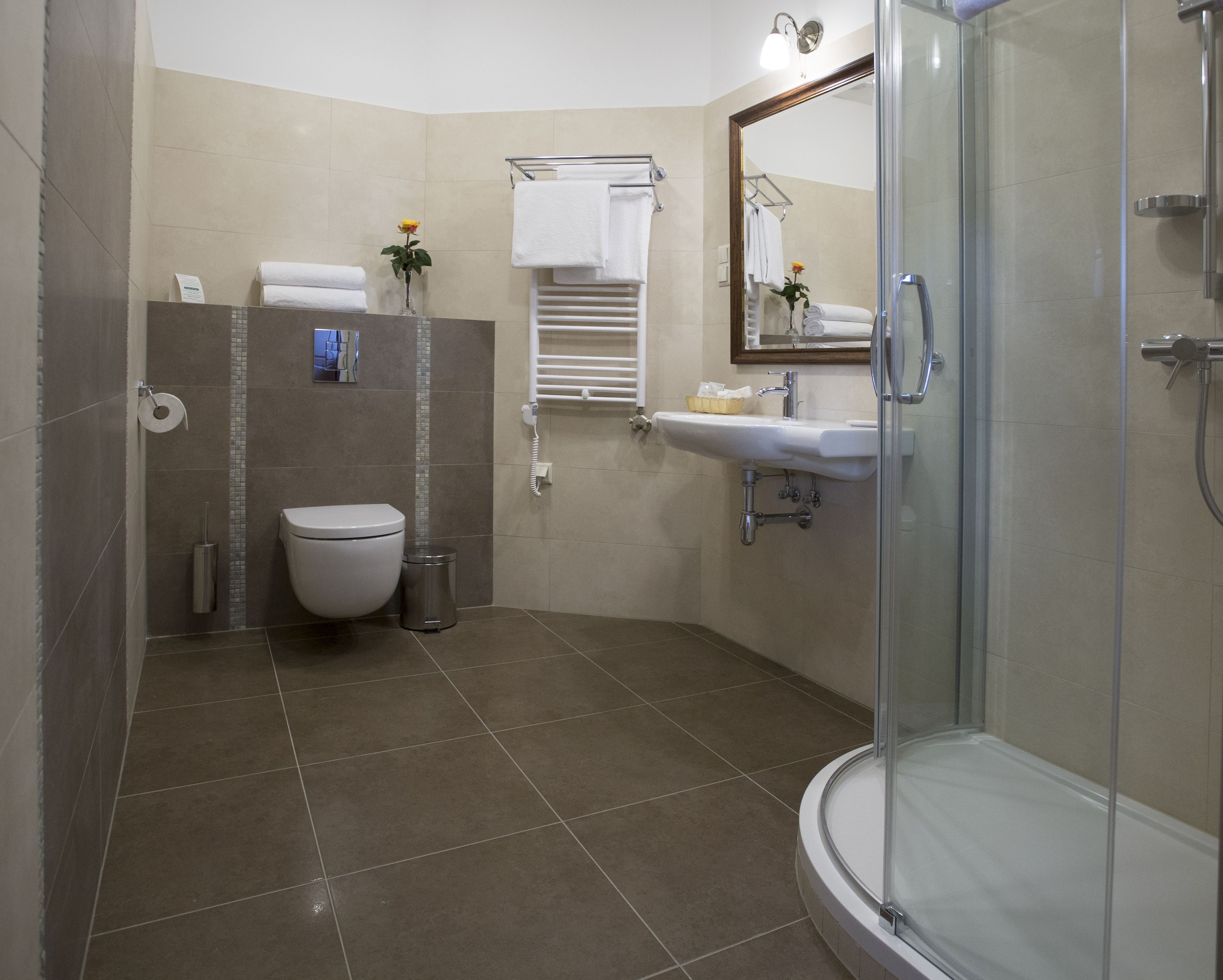 prestige double room | bathroom | shower, free toiletries, bathrobes, slippers