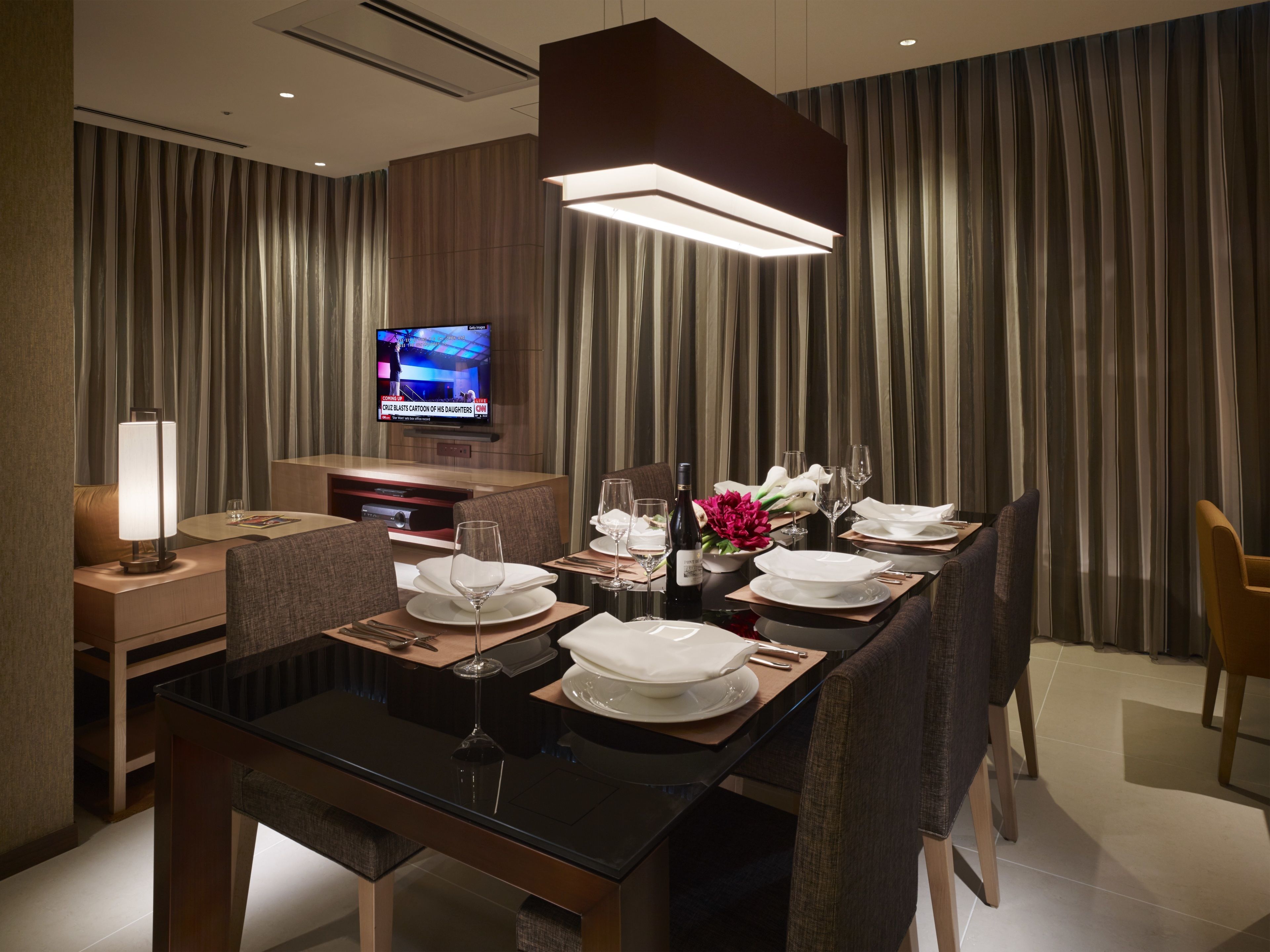 Flat-screen TV, DVD player