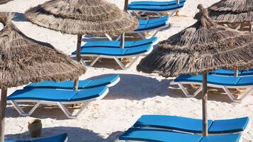 Private beach, sun loungers, beach umbrellas, beach towels