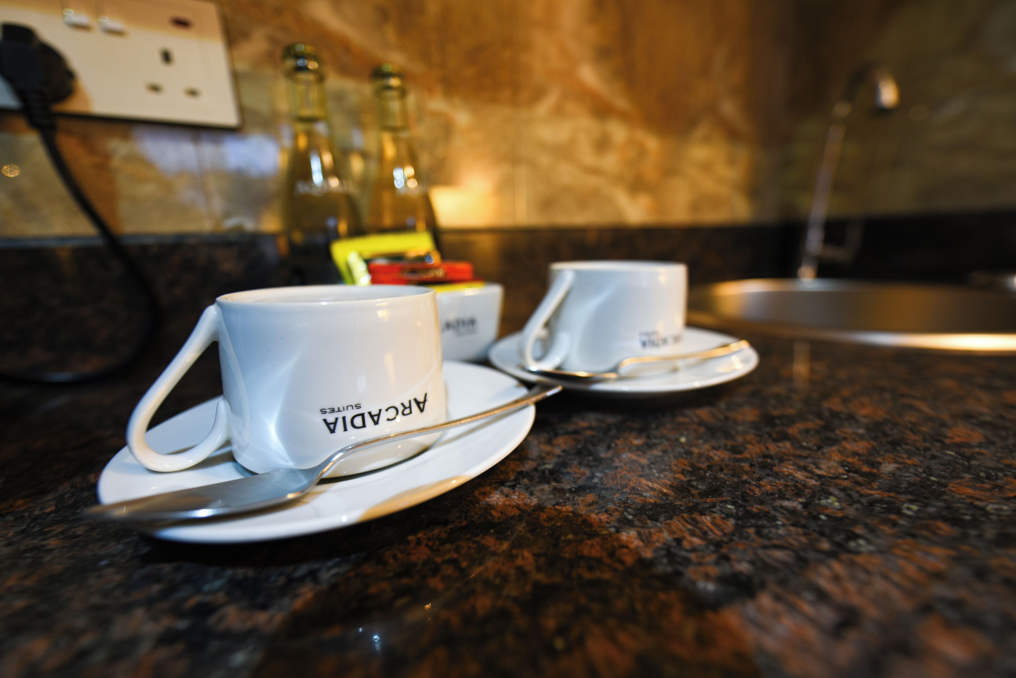 fridge, microwave, coffee/tea maker, electric kettle