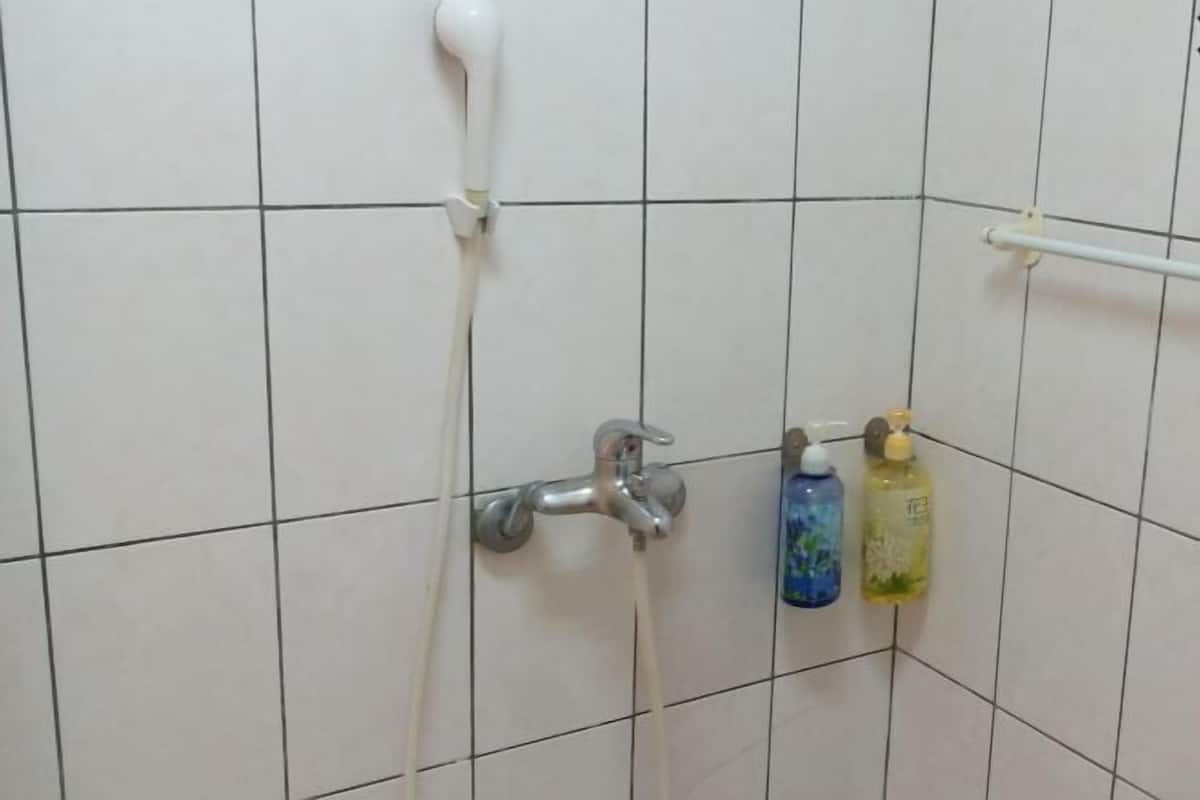 Shower, free toiletries, hair dryer, slippers