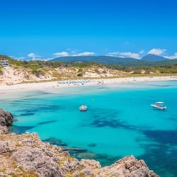 On the beach, white sand