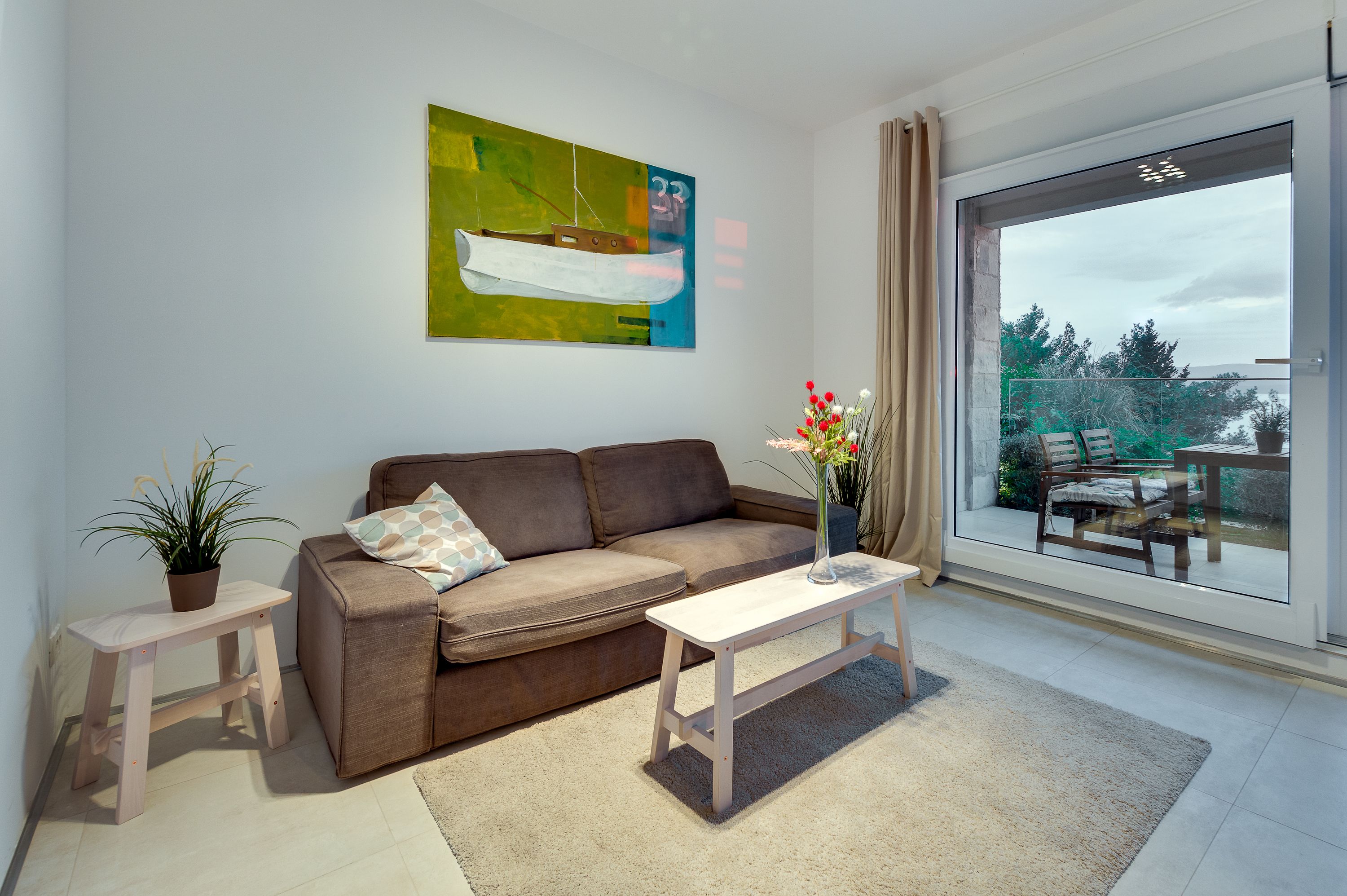 apartment, 2 bedrooms, terrace, sea view | living area | flat-screen tv