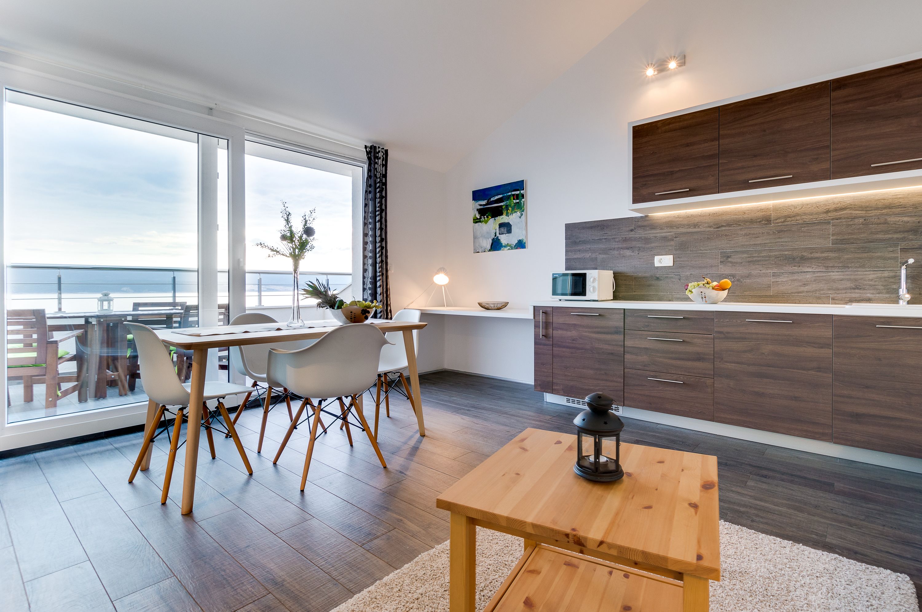 loft studio, terrace, sea view | private kitchen | fridge, microwave, stovetop