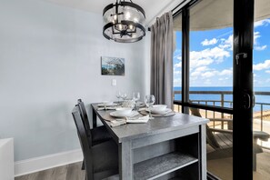 Comfort Condo, 1 Bedroom, Balcony, Oceanfront | In-room dining - Meridian Plaza by Hosteeva (Myrtle Beach)