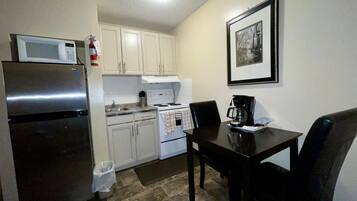 Fridge, microwave, coffee/tea maker