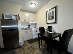 Fridge, microwave, coffee/tea maker